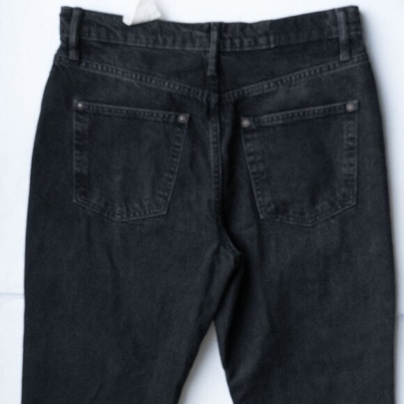 We the Free Taper Baggy Boyfriend Jeans Grunge Goth Charcoal Black Ankle Fray - Picture 8 of 15